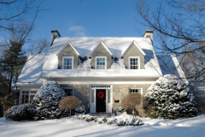 house surrounded by snow