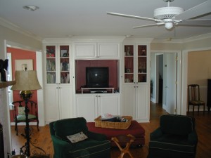 painted shelves and cabinets